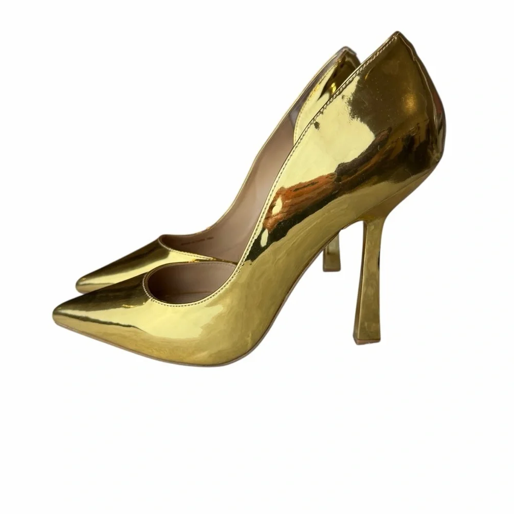 Steve Madden Damzil Gold Metallic D’Orsay Pumps Heels Size 10
